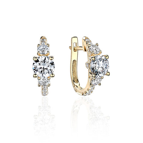 Серьги из желтого золота 585 пробы с фианитами 01С1313715