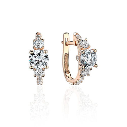 Серьги из красного золота 585 пробы с фианитами 01С1114815