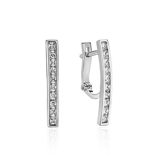Серьги из белого золота 585 пробы с фианитами 01С1212753