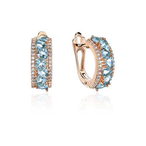 Серьги из красного золота 585 пробы с фианитами и топазами 01С3115067-3