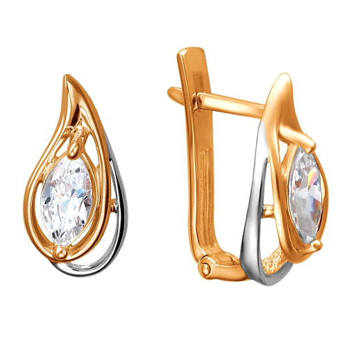 Серьги из красного золота 585 пробы с фианитами 01С1113870Р