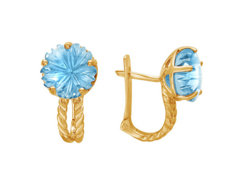 Серьги из красного золота 585 пробы с топазами 01С316726-2