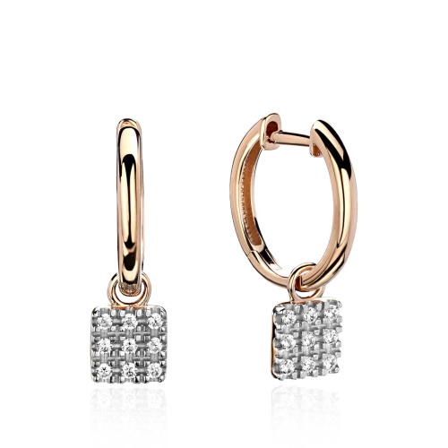 Серьги из красного золота 585 пробы с фианитами 01С1114847Р