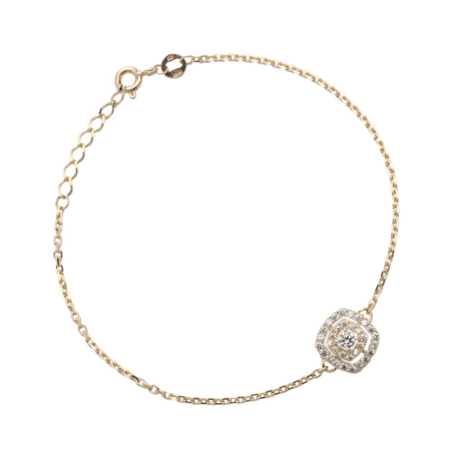 Браслет из желтого золота 585 пробы с фианитами 01Б132920