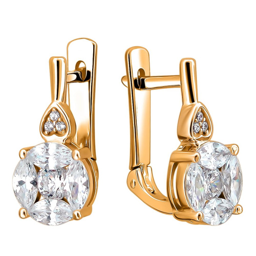 Серьги из красного золота 585 пробы с фианитами 01С1113151