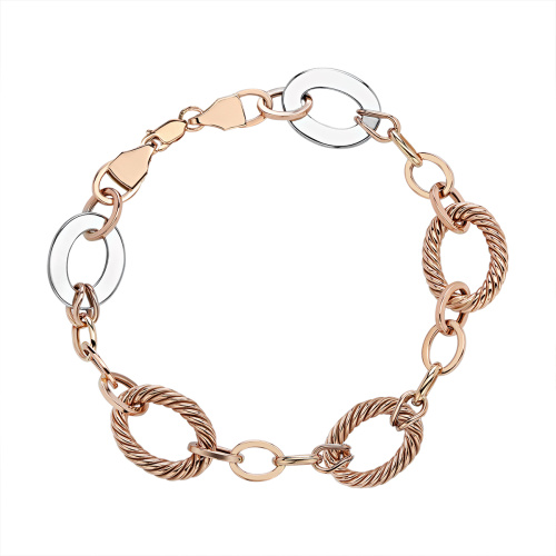 Браслет из комбинированного золота 585 пробы без вставок 01Б063110