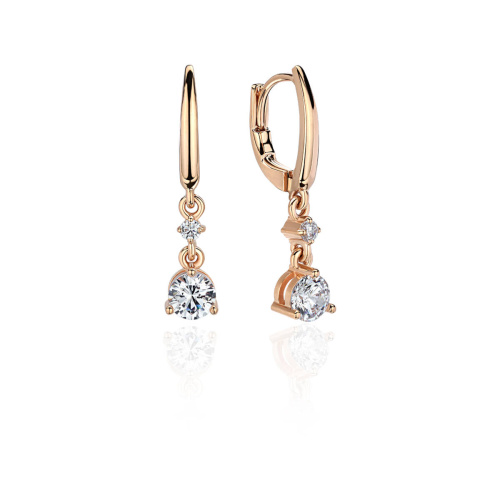 Серьги из красного золота 585 пробы с фианитами 01С1113775