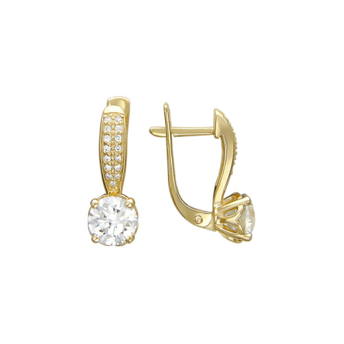 Серьги из желтого золота 585 пробы с фианитами 01С136546