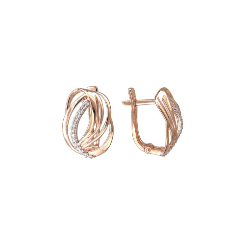 Серьги из красного золота 585 пробы с фианитами 01С1113986Р
