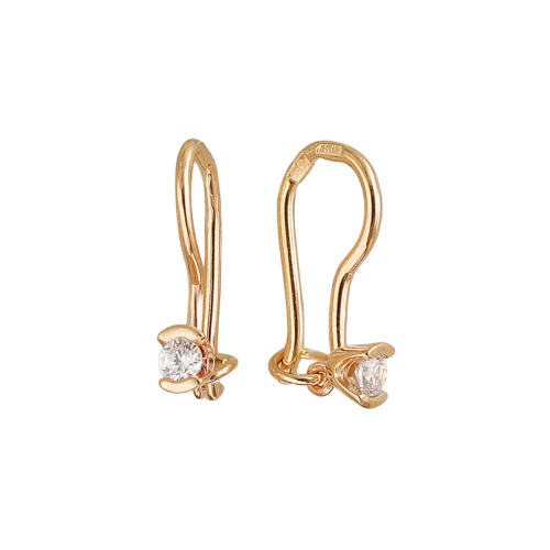 Серьги из красного золота 585 пробы с фианитами 01С118537