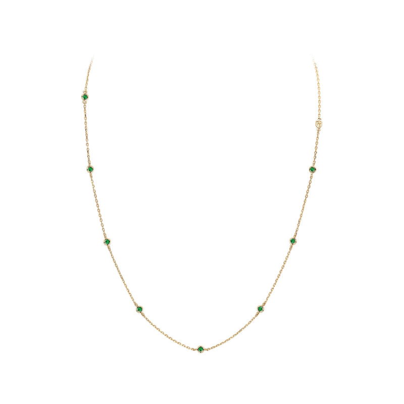 Колье из желтого золота 585 пробы с изумрудами 01Л531168-1