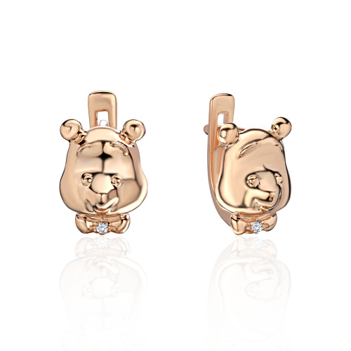 Серьги из красного золота 585 пробы с фианитами 01С1115219