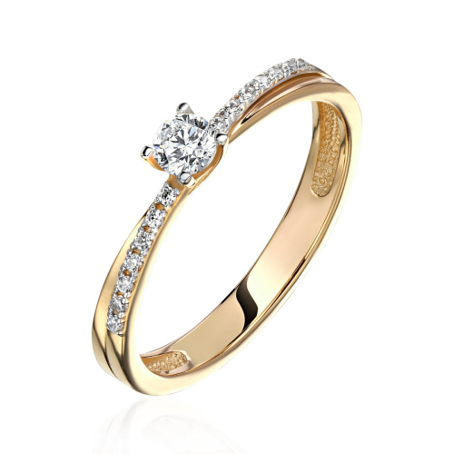 Кольцо из желтого золота 585 пробы с фианитами 01К1315714Р