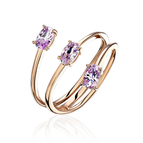 Кольцо из красного золота 585 пробы с фианитами 01К2115174-1