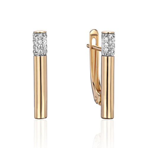 Серьги из желтого золота 585 пробы с фианитами 01С1316750Р