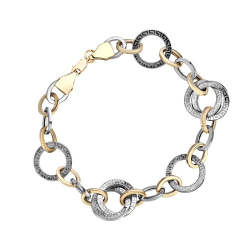 Браслет из комбинированного золота 585 пробы без вставок 01Б063112Ж