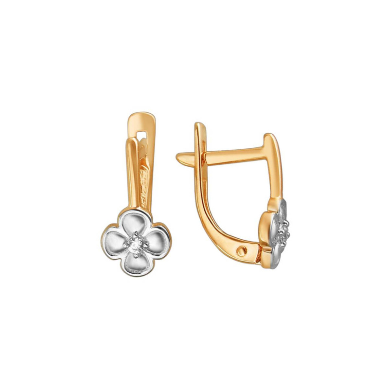 Серьги из красного золота 585 пробы с фианитами 01С1111667Р