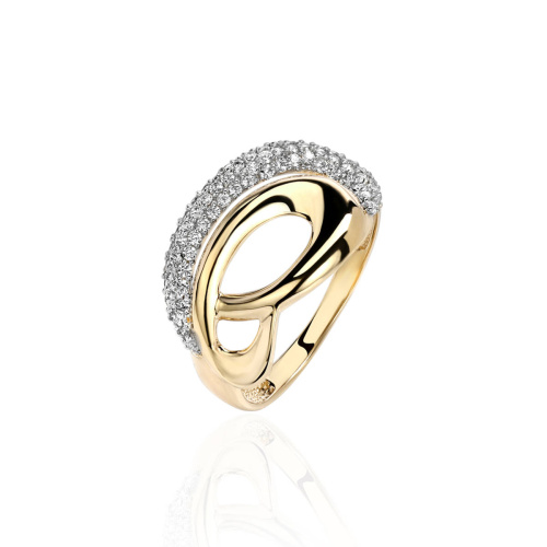 Кольцо из желтого золота 585 пробы c фианитами 01К1314218Р