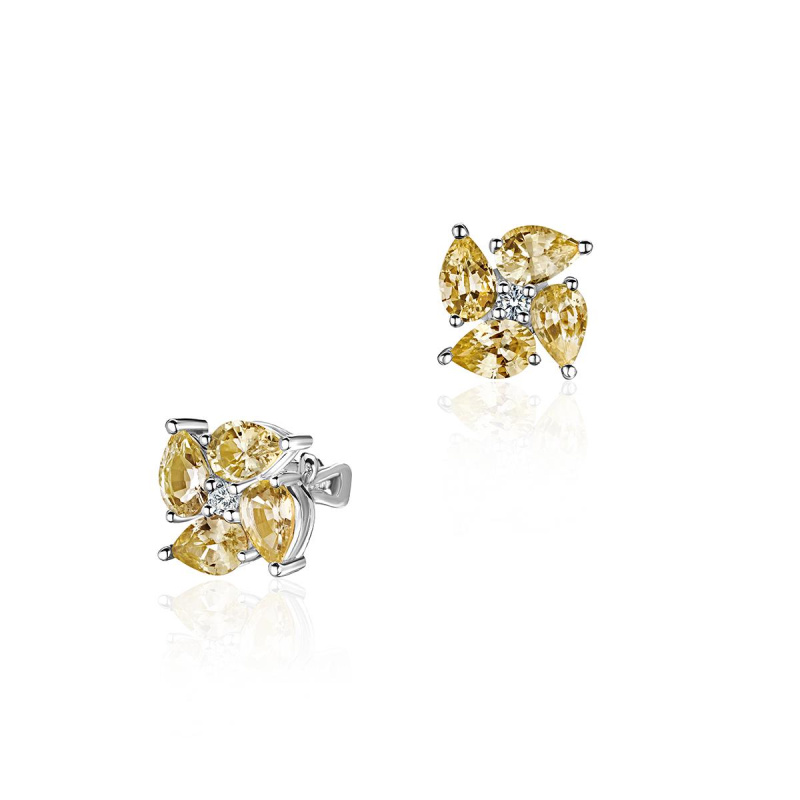 Серьги из белого золота 585 пробы с сапфирами и бриллиантами 01С6214021-1