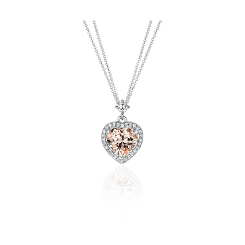 Колье из белого золота 585 пробы с бриллиантами и морганитом 01Л622214-1