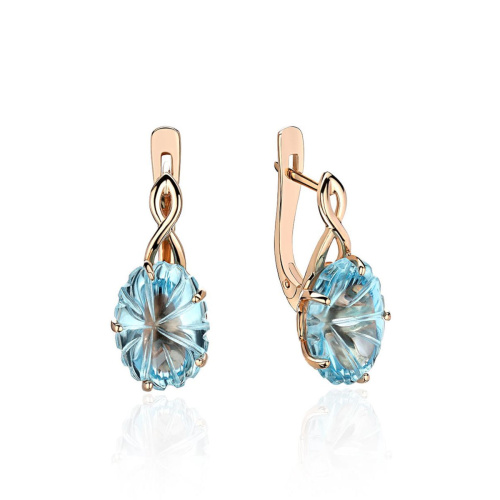 Серьги из красного золота 585 пробы с топазом 01С317910-2