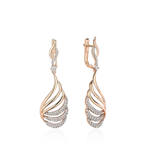 Серьги из красного золота 585 пробы с фианитами 01С1114511Р