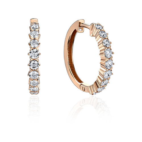 Серьги из красного золота 585 пробы с фианитами 01С1115056