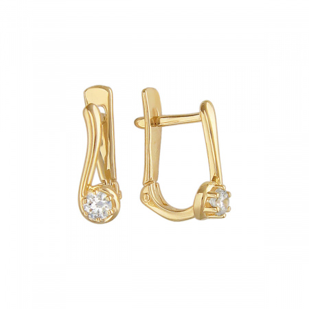 Серьги из желтого золота 585 пробы с фианитами 01С136725