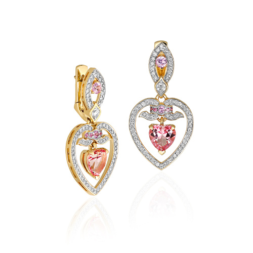 Серьги из желтого золота 585 пробы с топазами, сапфирами и бриллиантами 01С6312259-1