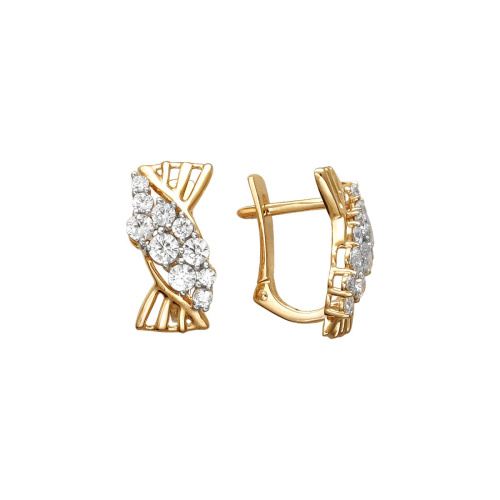Серьги из красного золота 585 пробы с фианитами 01С1113303Р