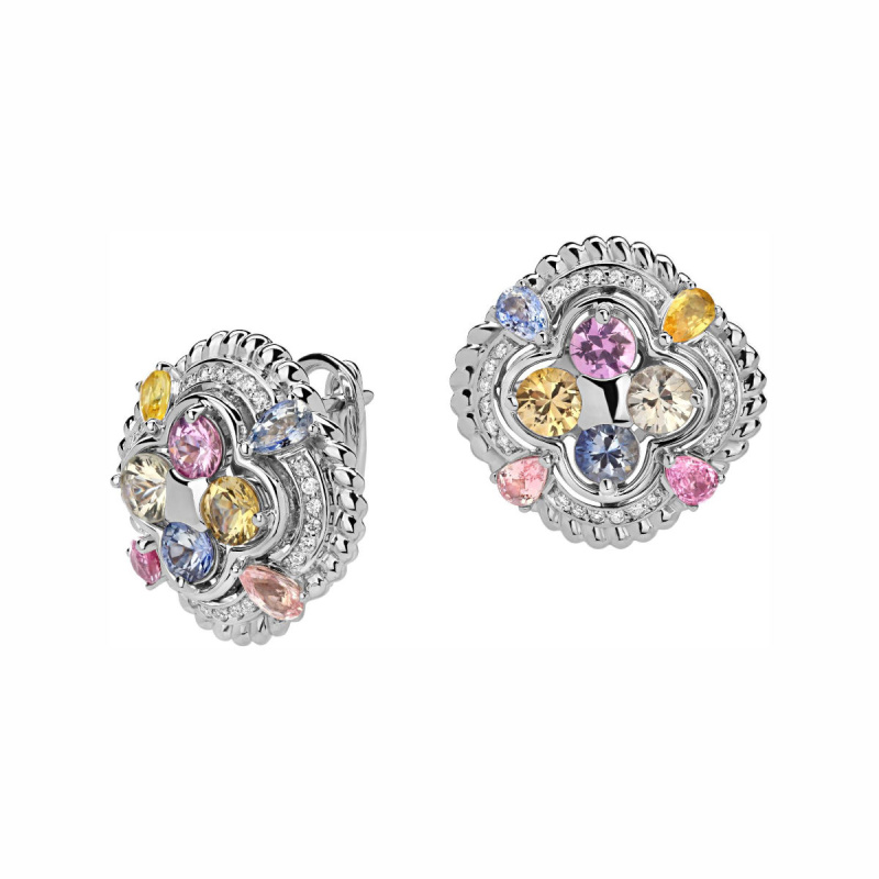 Серьги из белого золота 585 пробы с бриллиантами и сапфирами 01С6213309-6