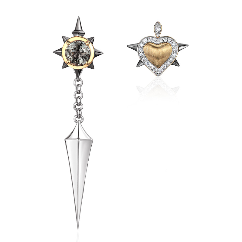Серьги из комбинированного золота 585 пробы 01С6615928ЧРЖ-2