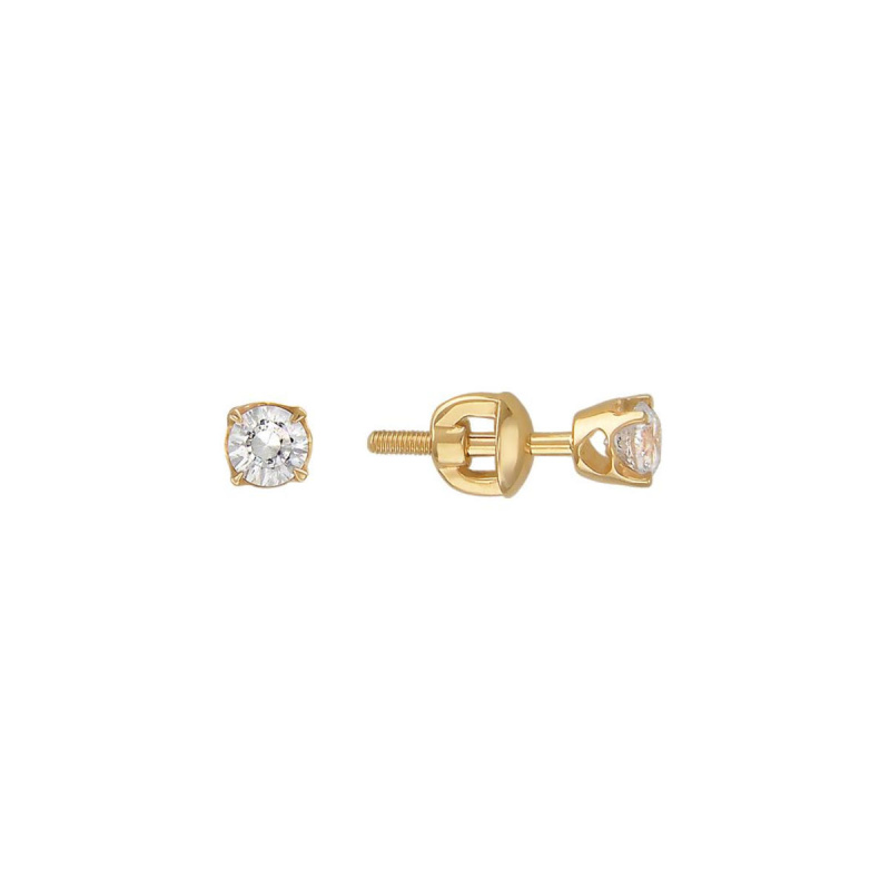 Серьги из желтого золота 585 пробы с фианитами 01С139312