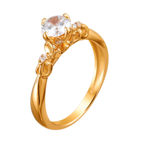 Кольцо из красного золота 585 пробы с фианитами 01К1113082