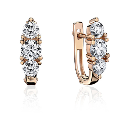Серьги из красного золота 585 пробы с фианитами 01С1114929