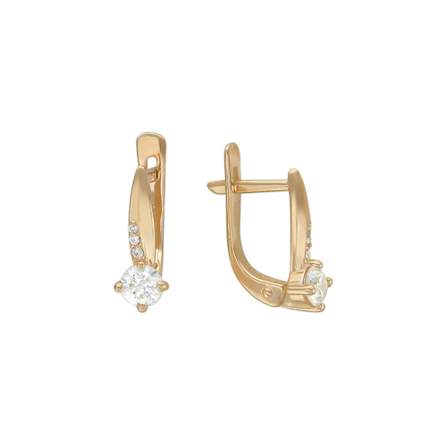 Серьги из красного золота 585 пробы с фианитами 01С115939
