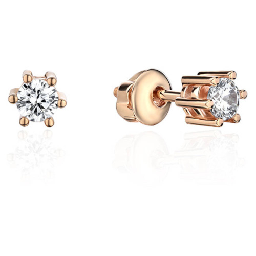 Серьги из красного золота 585 пробы с фианитами 01С112397