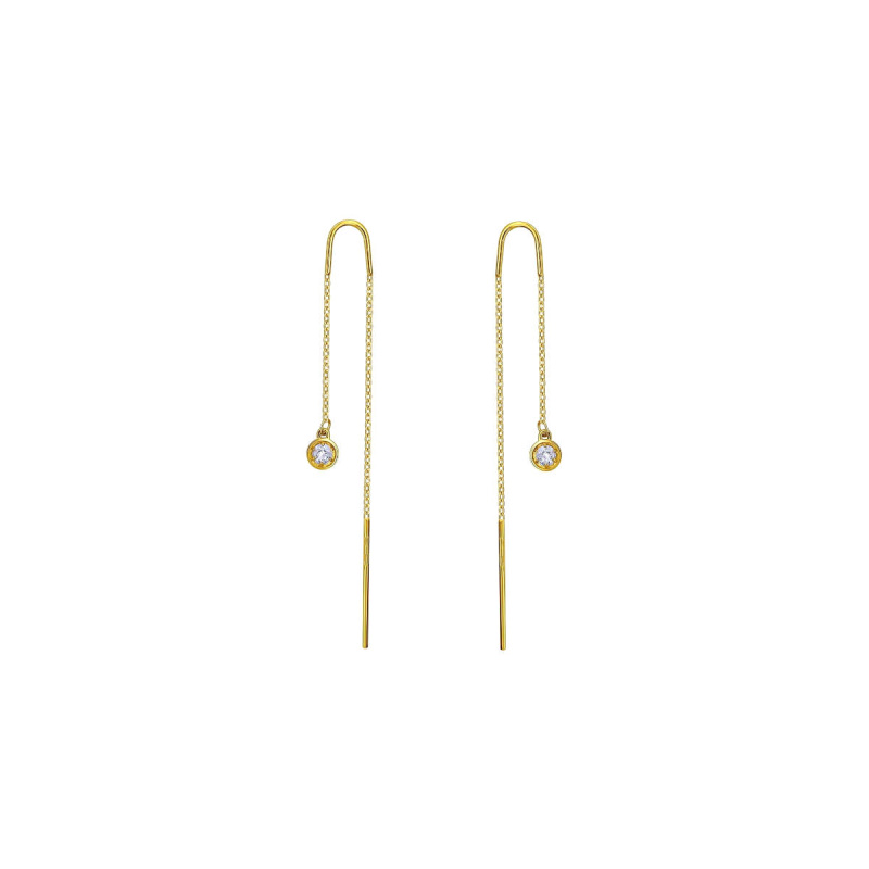 Серьги из желтого золота 585 пробы с фианитами 01С1312590