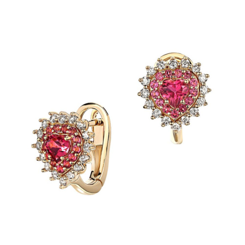 Серьги из желтого золота 585 пробы с турмалинами и бриллиантами 01С6314710-2