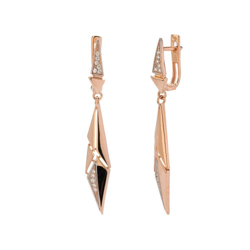 Серьги из красного золота 585 пробы с фианитами 01С1114496Р