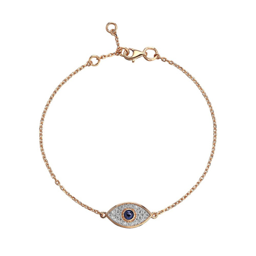 Браслет из красного золота 585 пробы с сапфиром и бриллиантами 01Б613204-2