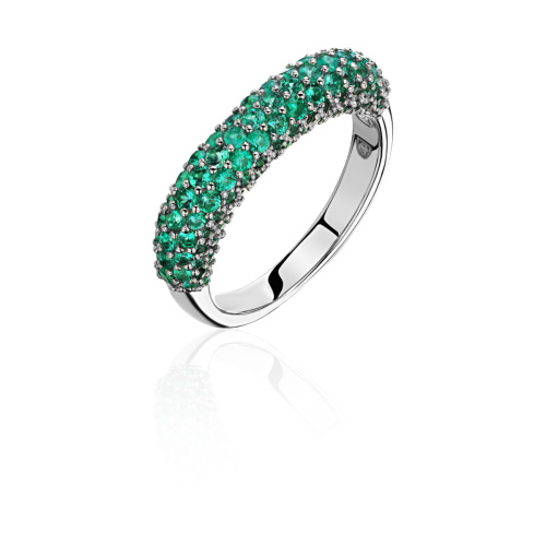 Кольцо из белого золота 585 пробы с изумрудами 01К5214727-1