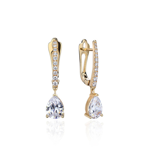 Серьги из желтого золота 585 пробы с фианитами 01С1315012