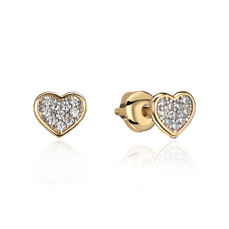 Серьги из желтого золота 585 пробы с фианитами 01С1314218Р