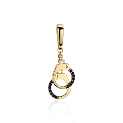 Подвеска "Наручники" из желтого золота 585 пробы с наношпинелью 01П234118ЧР-1
