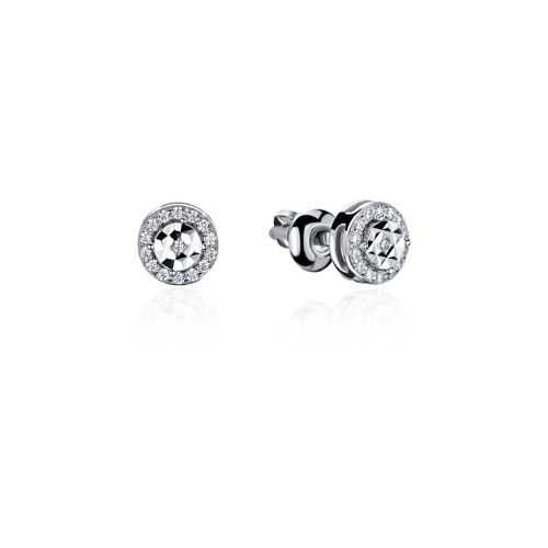 Серьги из белого золота 585 пробы с фианитами 01С1214835
