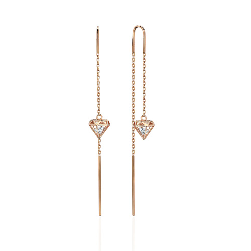 Серьги из красного золота 585 пробы с фианитом 01С1114934