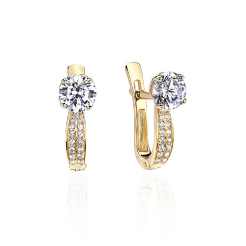 Серьги из желтого золота 585 пробы с фианитами 01С134682