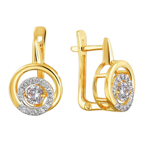 Серьги из желтого золота 585 пробы с фианитами 01С1312952Р