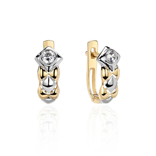 Серьги из желтого золота 585 пробы с фианитами 01С1312325Р